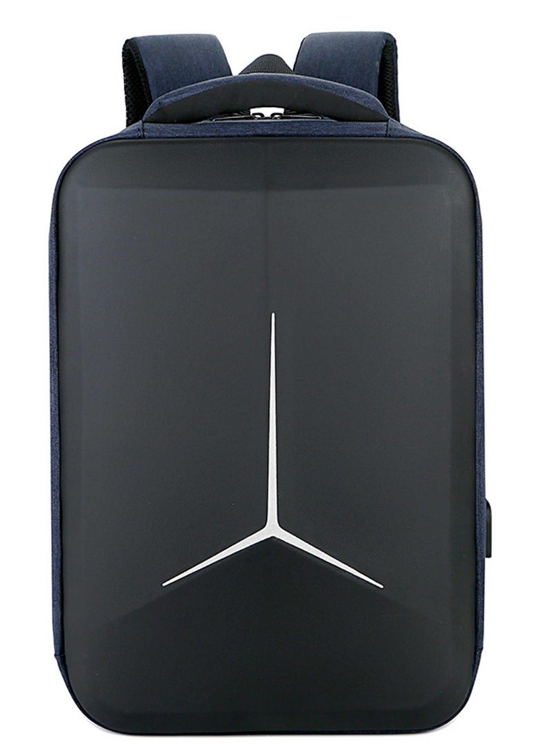 Hike Semi Hard 17-inch Unisex Laptop Backpack with Built in Combination lock and USB/ Headphone Port Daypack for Travel, Office and Business, HK2020-DEEPBLUE - Image 2