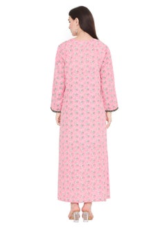 HANA & SARA BEAUTIFUL EMBROIDERY WITH THREAD AND SMALL FLOWER PRINTED ARABIC KAFTAN JALABIYA DRESS  - Image 2