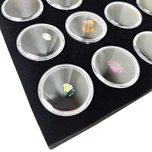 Ikee Design Jewelry Storage Tray Insert, 50 Gemstone Display Jars, Black Foam Liner, Home Organization, 14 1/4 x 7 3/4 x 3/4 in - Image 5