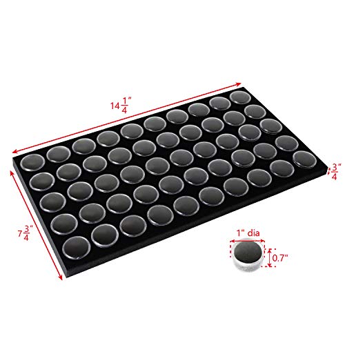 Ikee Design Jewelry Storage Tray Insert, 50 Gemstone Display Jars, Black Foam Liner, Home Organization, 14 1/4 x 7 3/4 x 3/4 in - Image 2