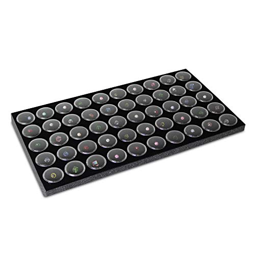 Ikee Design Jewelry Storage Tray Insert, 50 Gemstone Display Jars, Black Foam Liner, Home Organization, 14 1/4 x 7 3/4 x 3/4 in - Image 1
