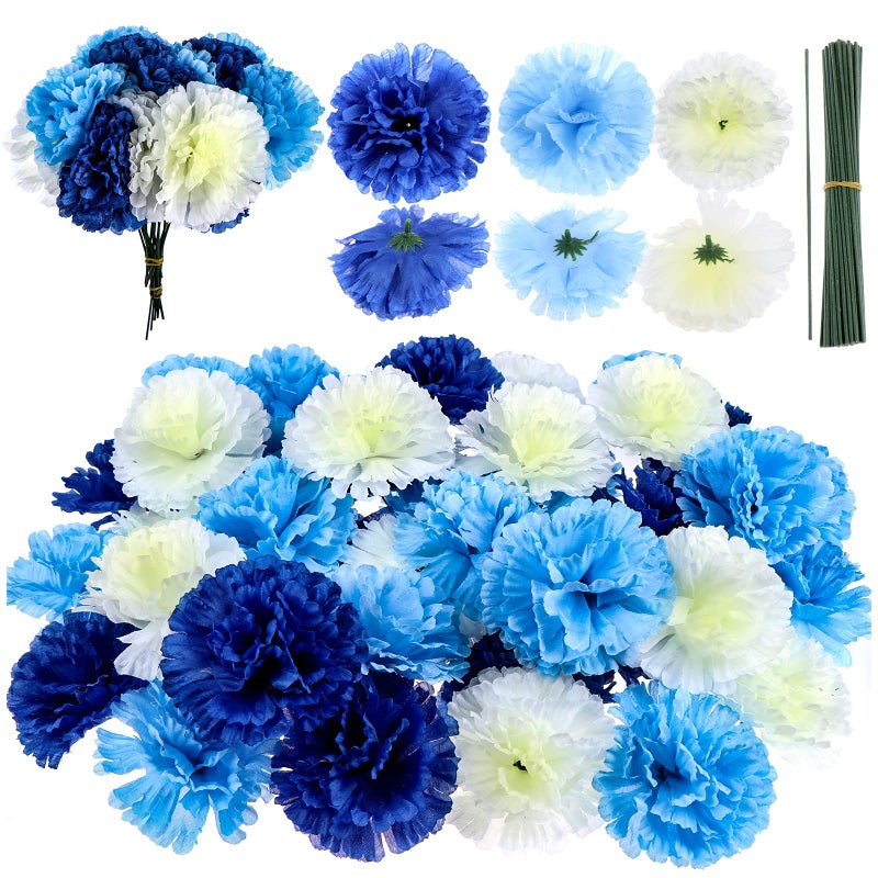 TBoxBo 120 Pack Artificial Carnations with Stems Leaves Eternal Blossom Silk Carnation Flower Artificial Pom Pom Mini Hydrangea Birthday 9j3s5w2yr19 0