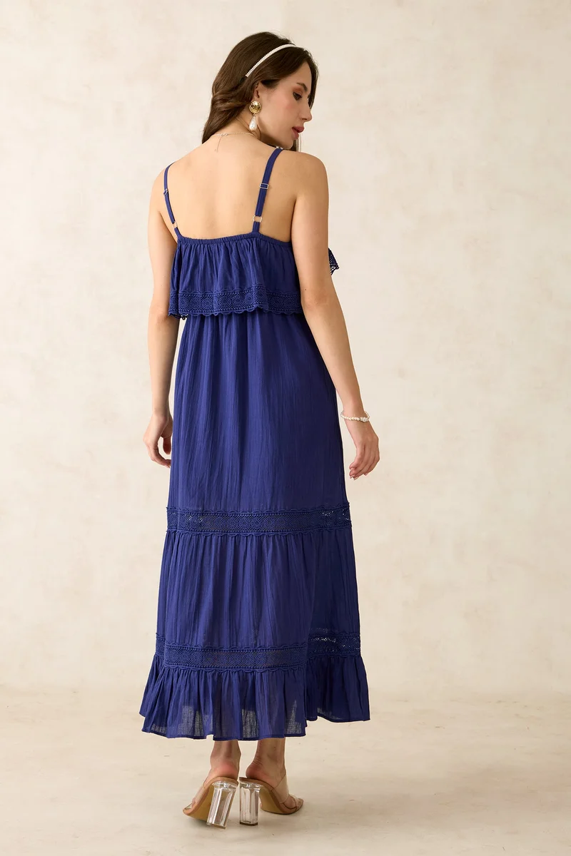 Virgio Virgio Kristen Trucotton Lace Detail Midi Dress