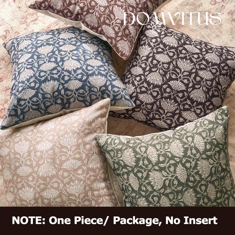DOMVITUS Floral Pillow Covers 18x18 Decorative Throw Pillow Covers Floral Block Print Farmhouse Vintage Pillow Cover for Living Room Couch Bed Dark Brown 1PC - Image 5