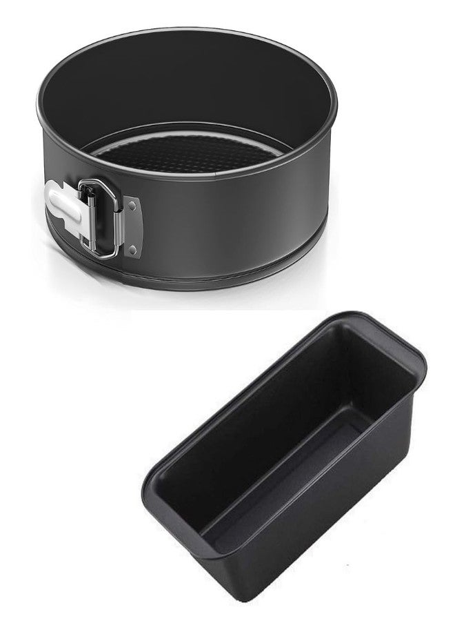 TrendyTrolley 2 Pc Cake Baking Combo Set – Round Cake Tin & Bread Loaf Pan, Non-Stick Carbon Steel Bakeware, Microwave & OTG Safe, Durable, Ideal for Cake Baking at Home, Kitchen Essentials - Image 1