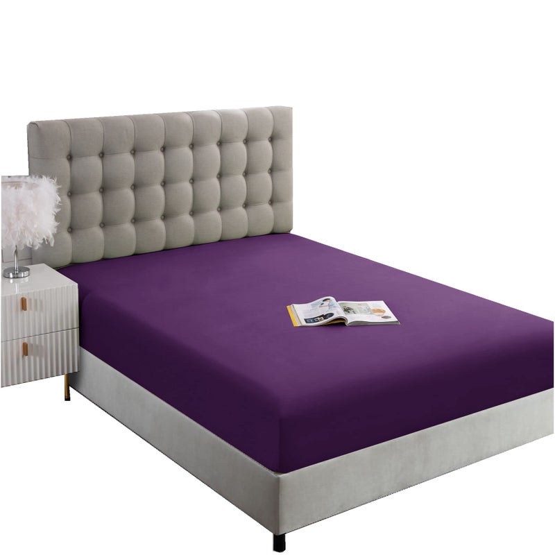 Ghooss Fitted Sheet PurpleFull Size Fitted Sheet OnlyFitted Deep Pocket SheetSoft Wrinkle Free Sheet1 PackPurpleFull