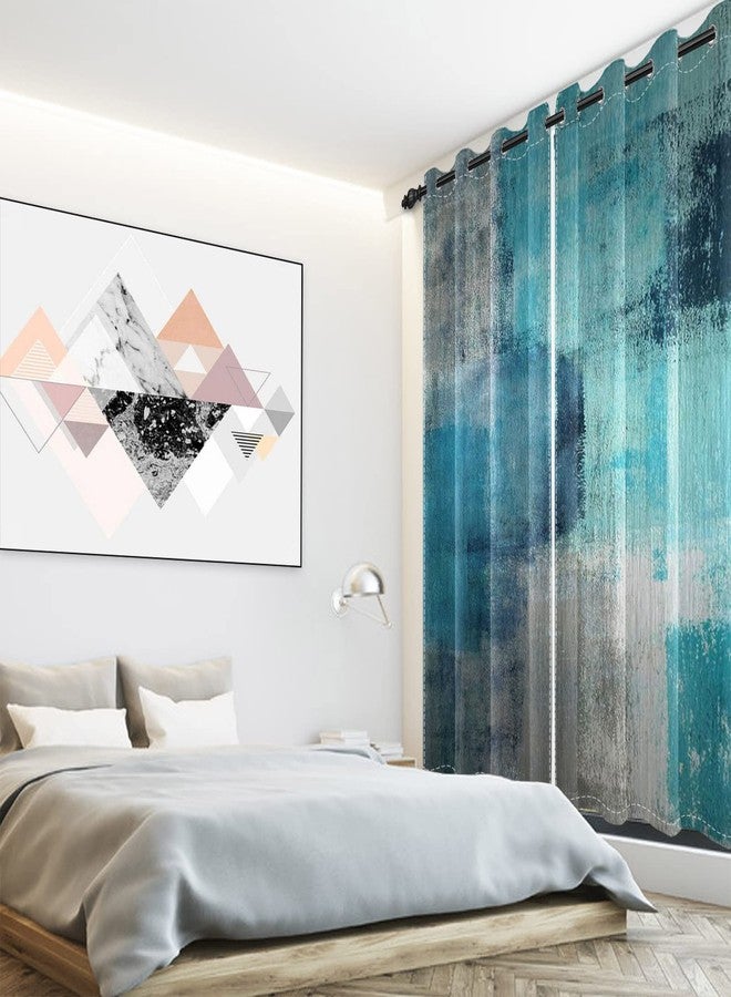 Yeele 21x63inches Turquoise Grey Abstract Curtains Blue Teal Aqua Gray Modern Art Painting Window Treatment Drapes Blackout Thermal Insulated Grommet Window Curtains for Living Room Bedroom 2 Panels - Image 3
