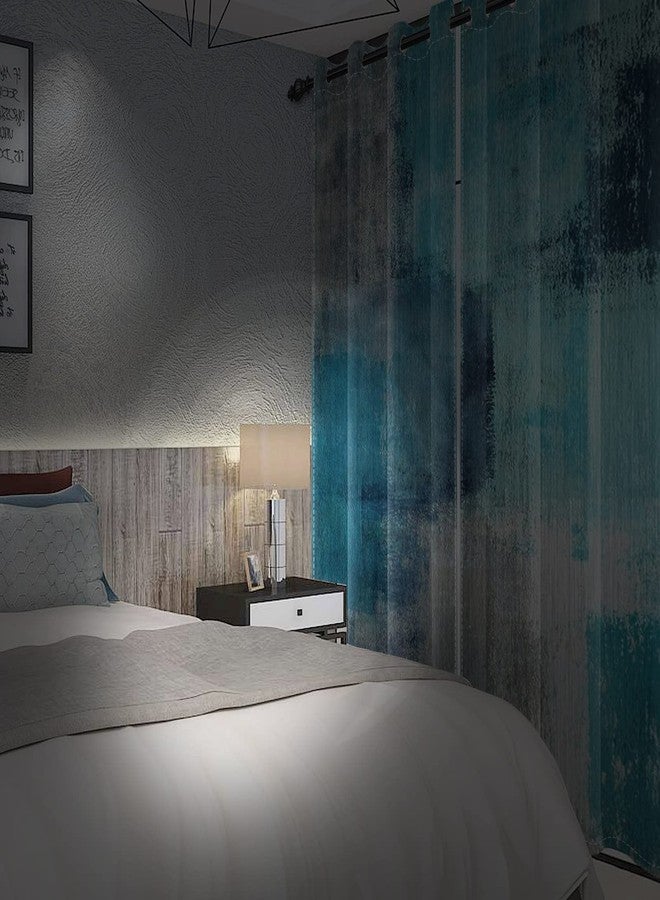 Yeele 21x63inches Turquoise Grey Abstract Curtains Blue Teal Aqua Gray Modern Art Painting Window Treatment Drapes Blackout Thermal Insulated Grommet Window Curtains for Living Room Bedroom 2 Panels - Image 4