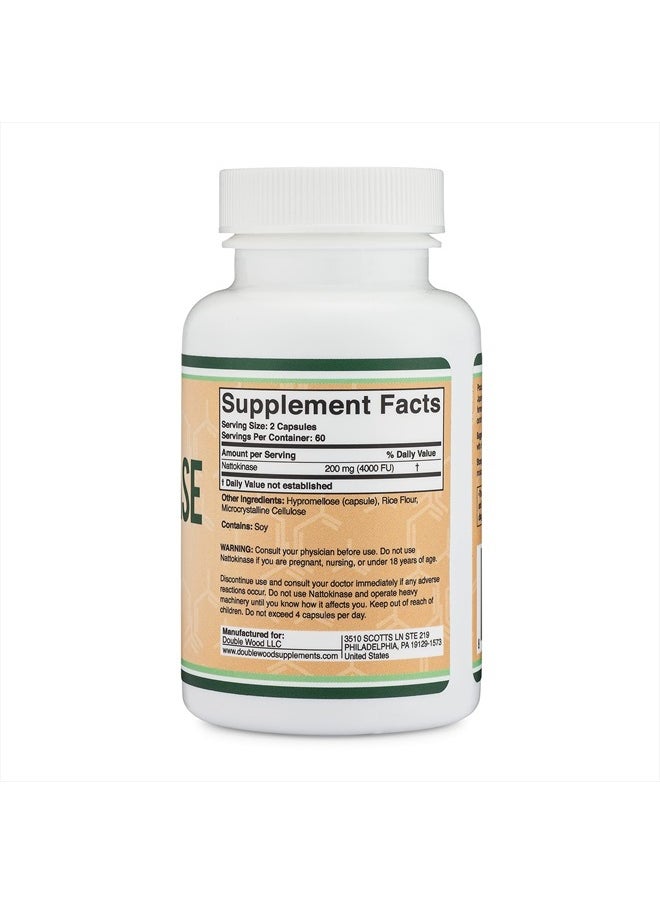 Double Wood Supplements - Nattokinase, 4000 FU, 200mg - 120 Capsules - Image 1