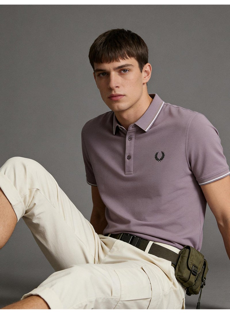 Fred Perry double-pointed Polo shirt | Men's Polo shirt, three-dimensional printed striped collar and cuffs, classic modern style, creating eternal leisure fashion. - Image 2