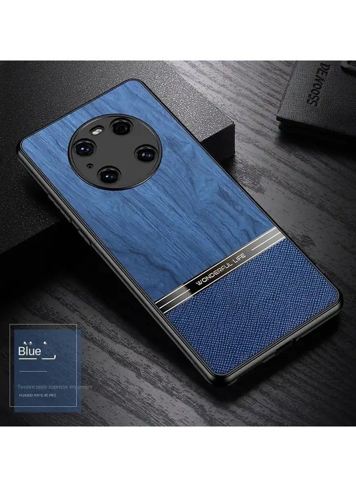 Elmo3ezz Shockproof Wood Grain Skin PU and TPU Shockproof Luxury Phone Case for Samsung A32 4g (Blue) - Image 4