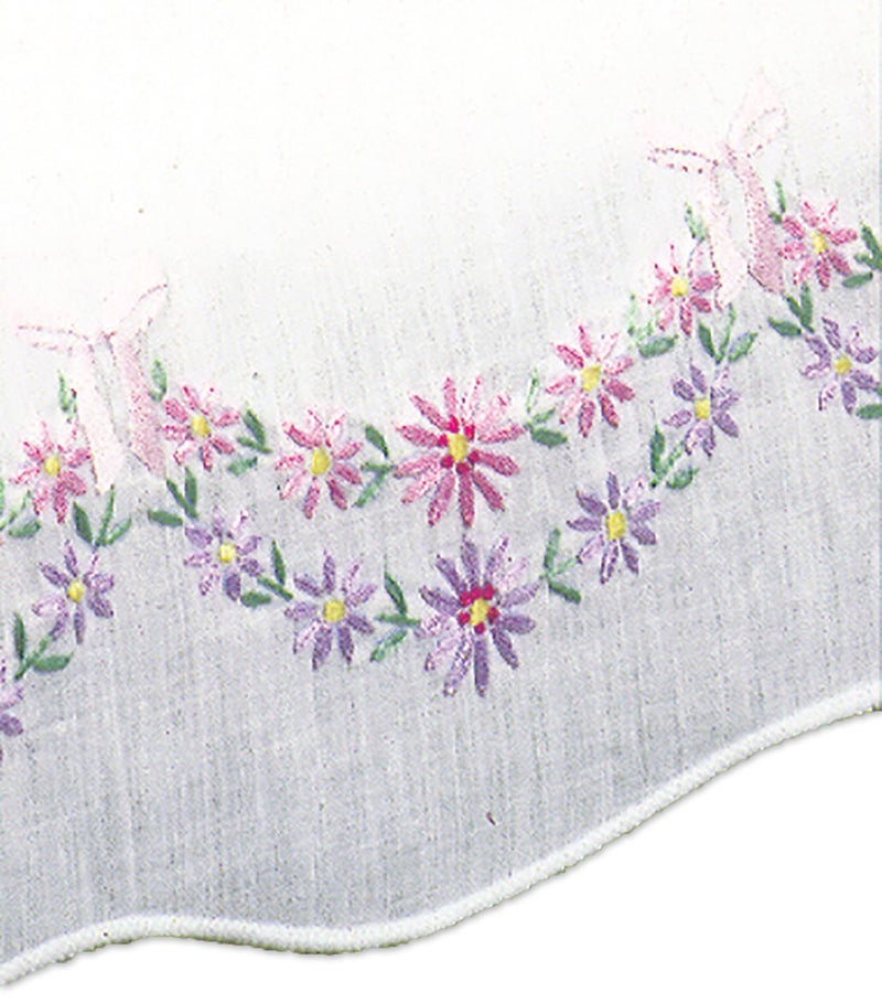 Tobin #231005 Petite Fleur Dresser Scarf 14" x 39" Stamped for Embroidery, White - Image 1