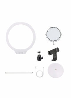 Y&D LED Ring Light, 10" Dimmable Selfie Light with Tripod Stand & Cell Phone Holder for YouTube Videos, Live Stream, Photography Compatible iPhone Xs Max XR Android (White)  - Image 1