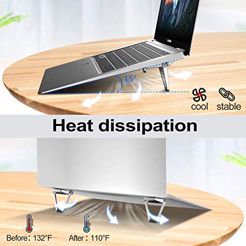 ZELMINE Laptop Stand for Desk, Portable Anti-Slip Keyboard Riser, Zinc Alloy Keyboard Stands, Computer Stand Compatible with MacBook Air/Pro, 10-15.6 Inches Laptops and Keyboards (Sliver) - Image 3