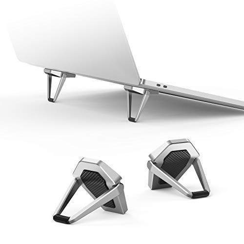 ZELMINE Laptop Stand for Desk, Portable Anti-Slip Keyboard Riser, Zinc Alloy Keyboard Stands, Computer Stand Compatible with MacBook Air/Pro, 10-15.6 Inches Laptops and Keyboards (Sliver) - Image 2