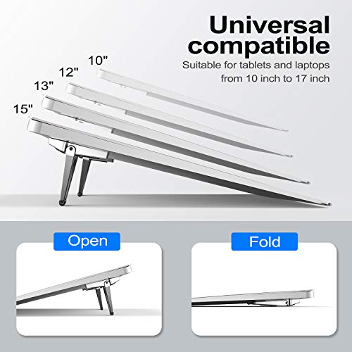 ZELMINE Laptop Stand for Desk, Portable Anti-Slip Keyboard Riser, Zinc Alloy Keyboard Stands, Computer Stand Compatible with MacBook Air/Pro, 10-15.6 Inches Laptops and Keyboards (Sliver) - Image 4