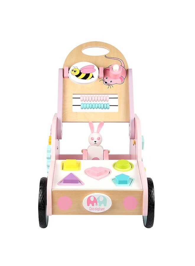 Wooden Push Wagon Baby Walker Cart With Wheels Outdoor Activity For Infant Playing