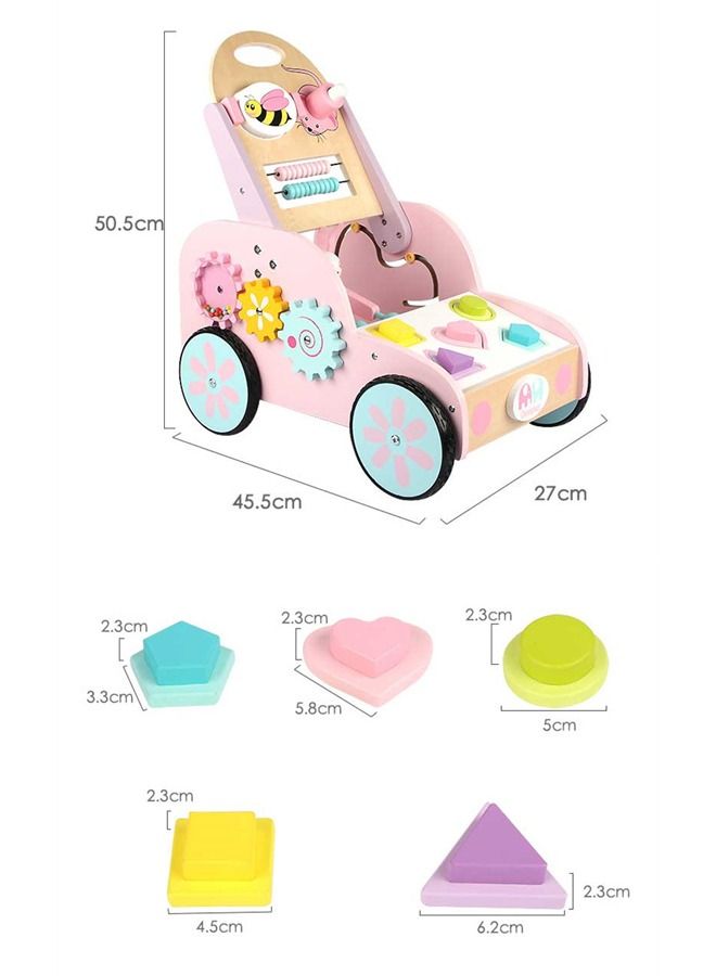 Wooden Push Wagon Baby Walker Cart With Wheels Outdoor Activity For Infant Playing
