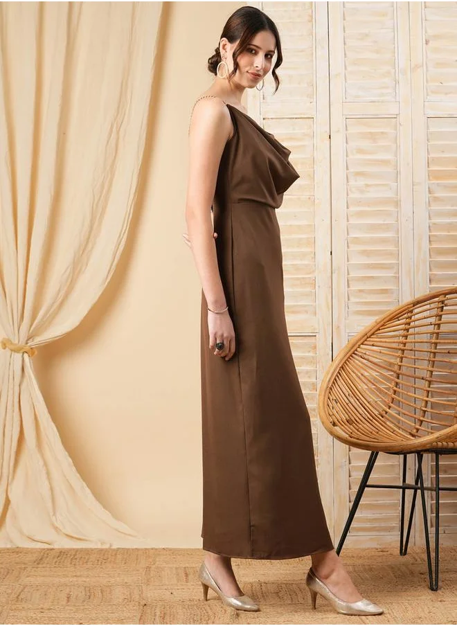 Mish Cowl Neck Maxi Dress with Chain Strap