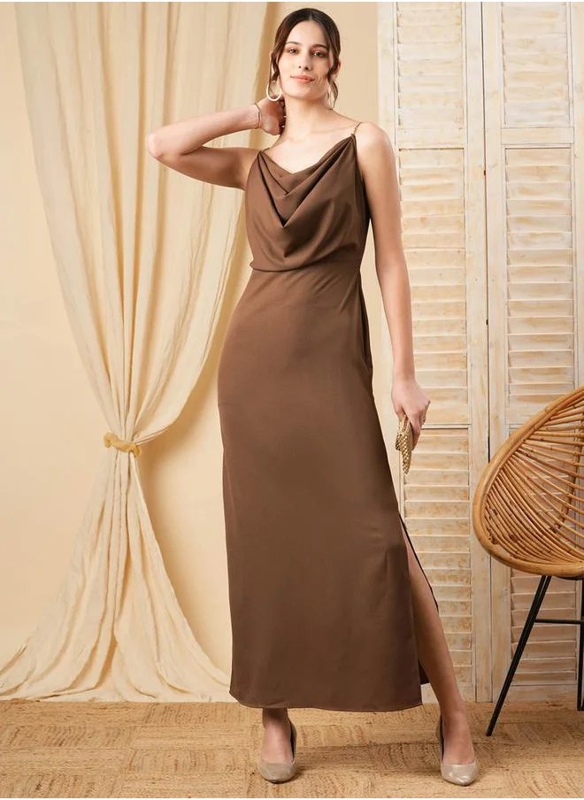 Mish Cowl Neck Maxi Dress with Chain Strap