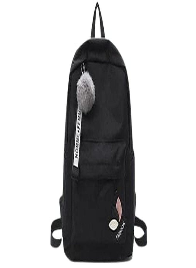 JAISOM Trending and Stylish Preppy Style Fashion Women Girls Backpack | Korean Design | Chain | Travel | College | Office Bag -leaf-bag-black - Image 1