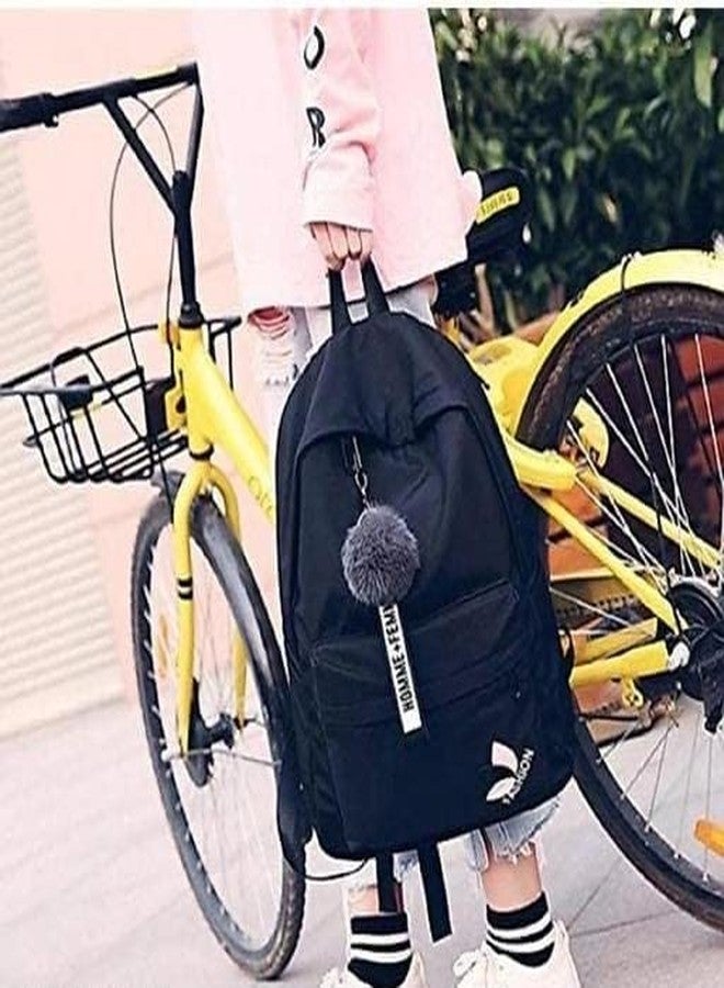 JAISOM Trending and Stylish Preppy Style Fashion Women Girls Backpack | Korean Design | Chain | Travel | College | Office Bag -leaf-bag-black - Image 2