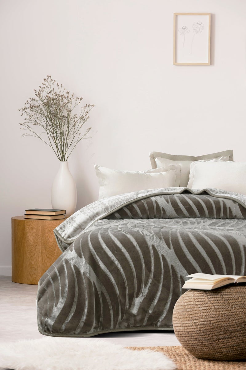 MORANO بطانية مورانو ميراچ موديل ويفز 220 × 240 سم قابلة للعكس 2-طبقة فاخرة من البوليستر المنقوش مع وزن للنعومة والدفء، راحة منزلية أنيقة - Image 1