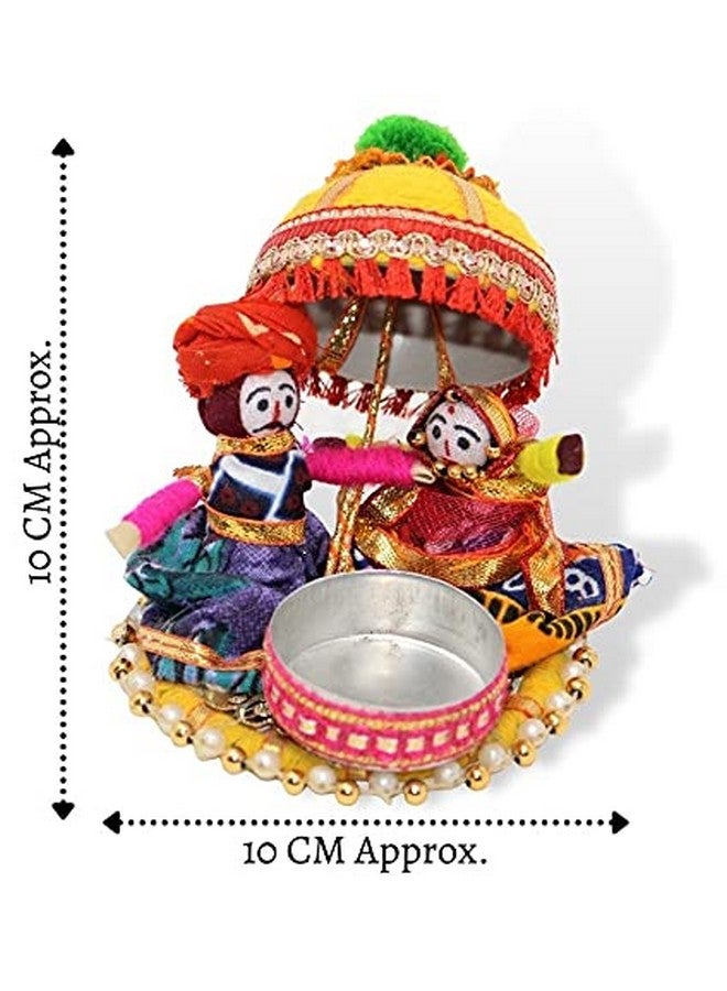 JH Gallery Recycled Material Rajasthani Raja Rani Puppet/Dolls Decorative Tealight Candle Holder (Pack of 1) - Image 2
