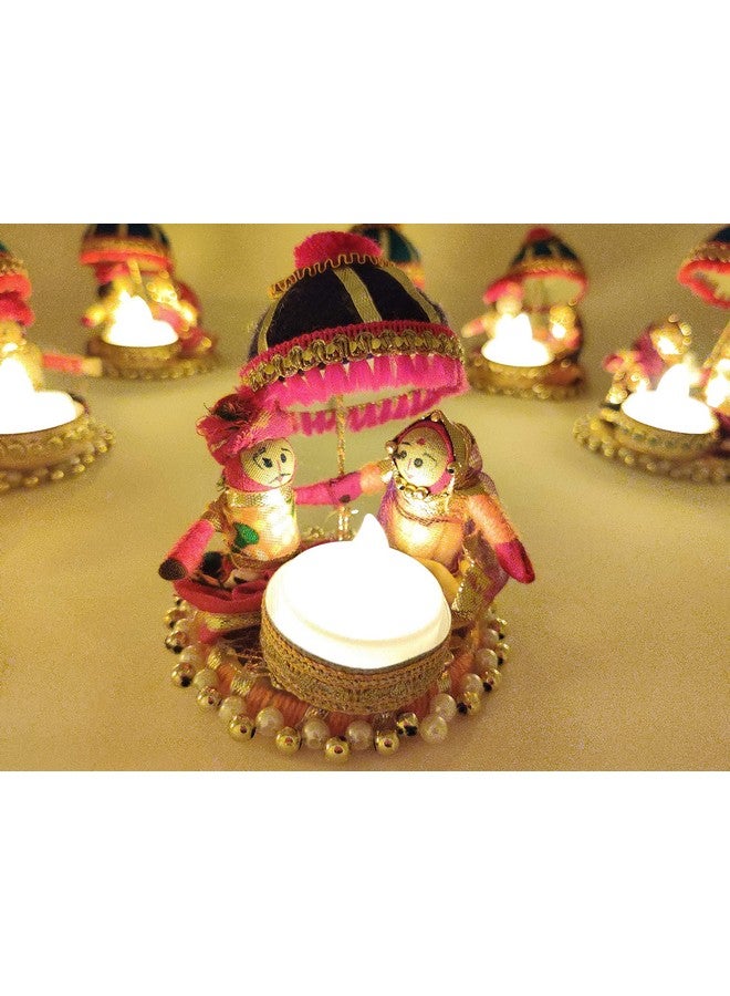 JH Gallery Recycled Material Rajasthani Raja Rani Puppet/Dolls Decorative Tealight Candle Holder (Pack of 1) - Image 4