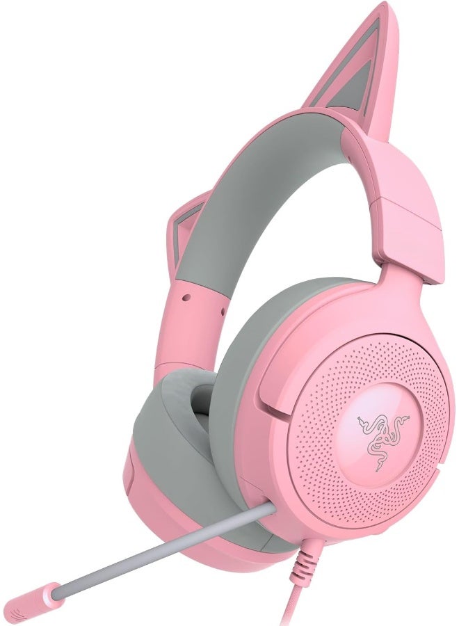 Razer Kraken Kitty V3 X - Wired Kitty Headset for Gaming - Iconic Kitty Ears - 270 g Light - HyperClear Cardioid Microphone - TriForce 40 mm Driver - 3.5 mm Jack Plug | Quartz- Pink I RZ04-05350100-R3M1 - Image 1
