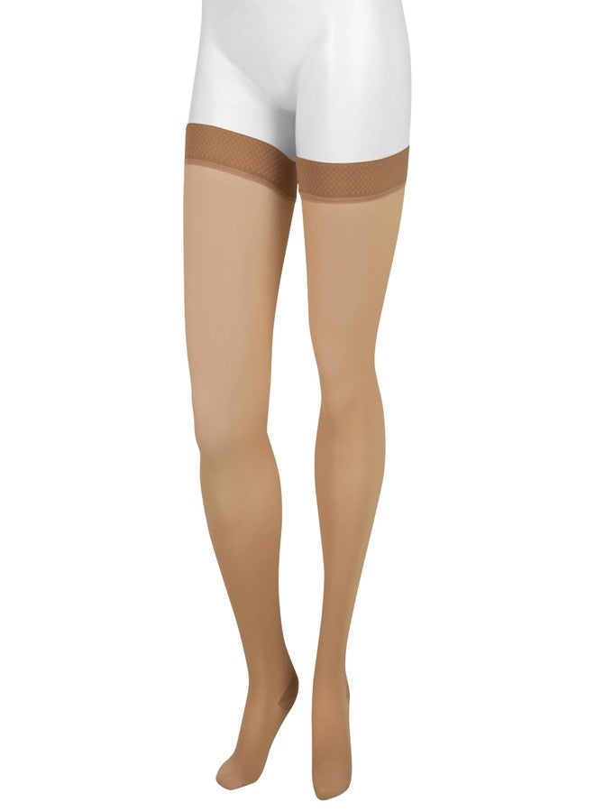 Juzo Basic 4411 Thigh-High, 20-30 mmHg, Closed Toe Compression Stocking with Silicone Top Band - Men & Women, Regular, 3 (III), Beige - Image 1