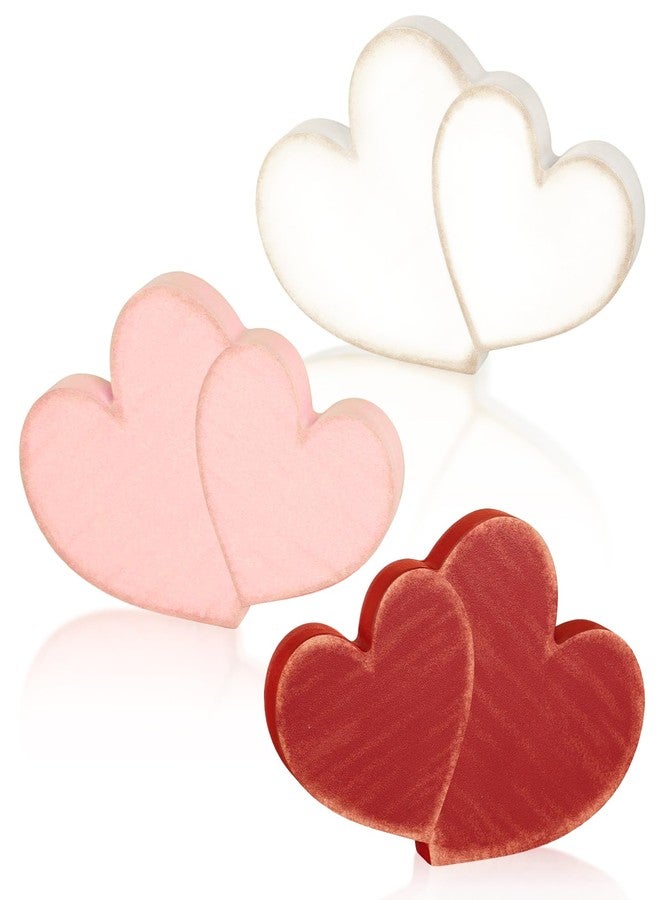 Yewfold Valentines Day Decorations, 3Pcs Wooden Sweet Hearts Table Centerpiece Decor Sign, Solid Vintage Heart Decoration for Valentine Day Wedding Office Home Table Mantel Decor (Solid) - Image 1