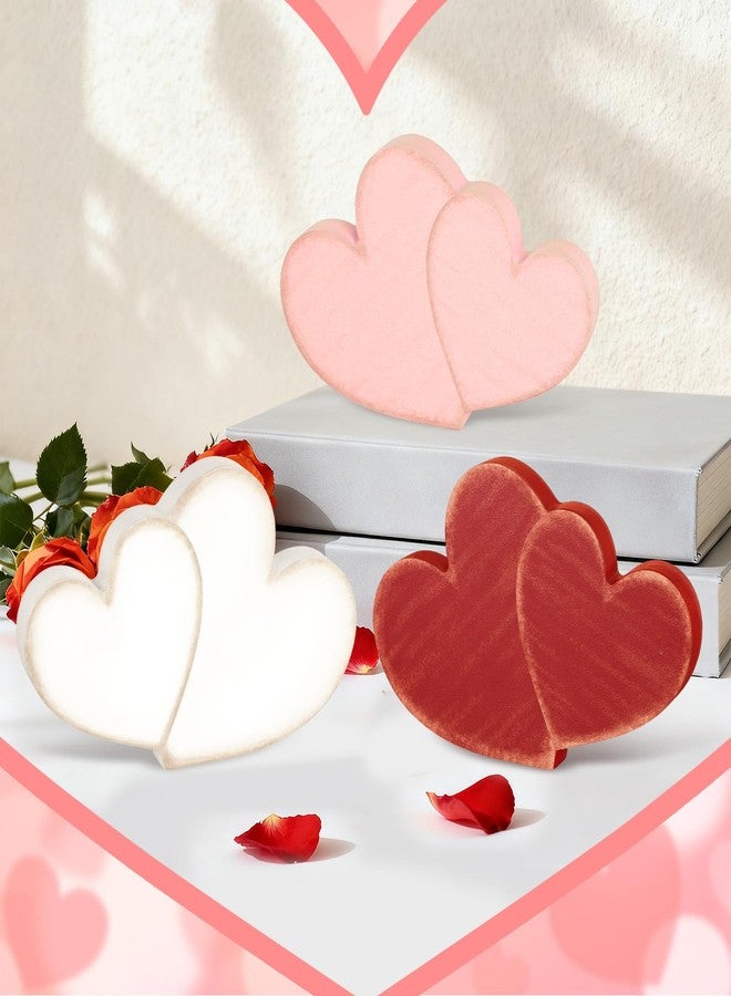 Yewfold Valentines Day Decorations, 3Pcs Wooden Sweet Hearts Table Centerpiece Decor Sign, Solid Vintage Heart Decoration for Valentine Day Wedding Office Home Table Mantel Decor (Solid) - Image 5