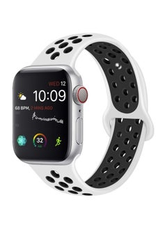 Soft Breathable Silicone Strap Replacement watchband Compatible for Apple Watch 42/44/45/49mm, White and Black