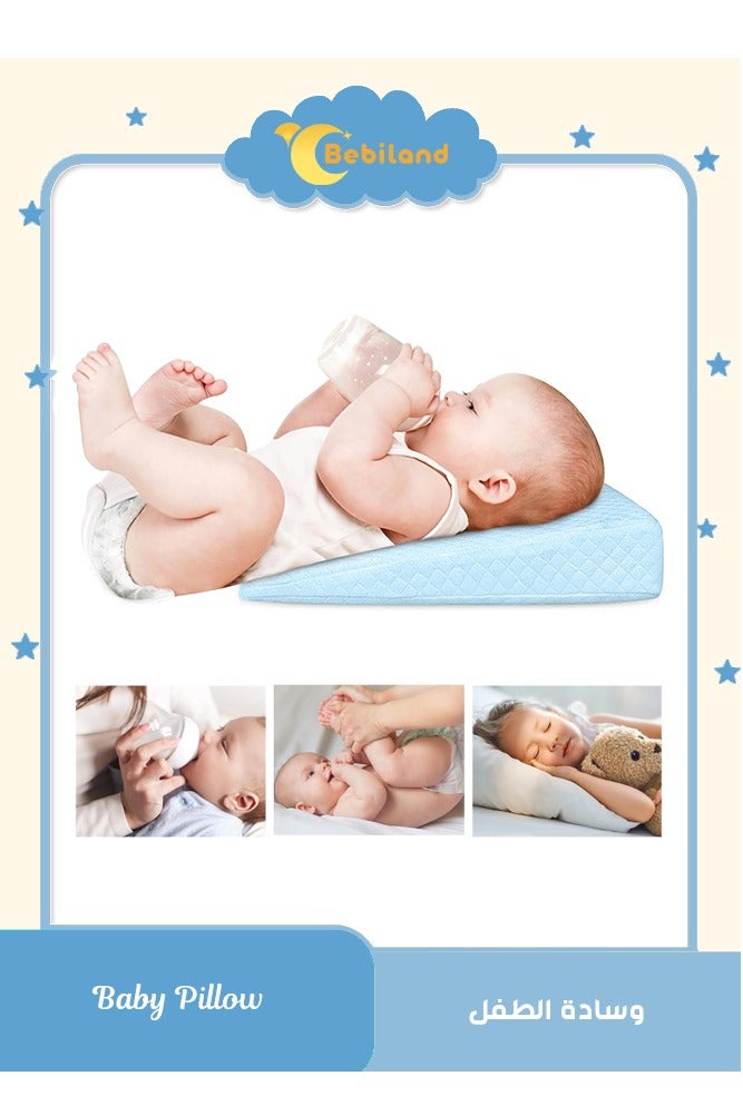 بيبي لاند وسادة مدورة ناعمة لسرير الطفل مع مثلث وسادة لتغذية الطفل للتخفيف من الارتداد أثناء النوم مع غطاء قابل للغسل - Image 1