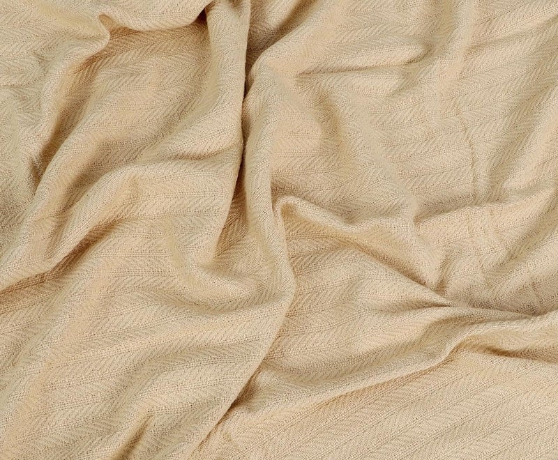 TIB® 100% Cotton Throw Blanket,127x152 cm, Throws for Sofa and Couch 3 Seater 300 TC with Fringes, (Beige) - Image 3