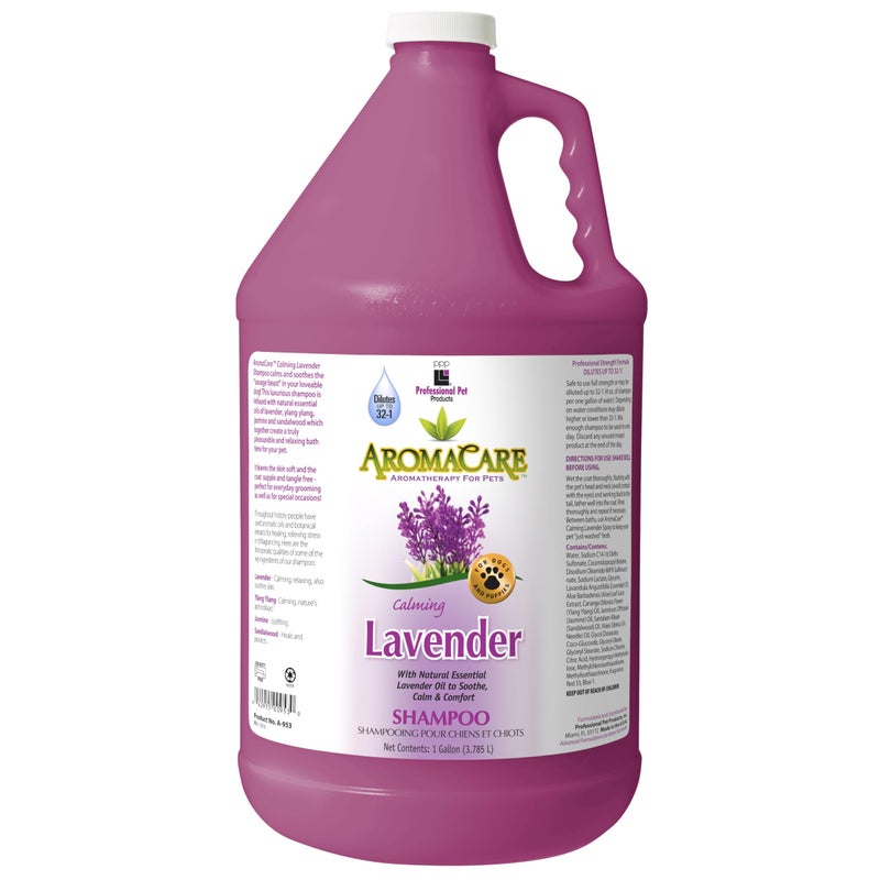 PPP AromaCare Calming Lavender Shampoo for Dogs with Anxiety - Relax Anxious Dogs Instantly - Lavander Oil & Ylang Ylang for a Soothing Bath Time - 1 Gallon
