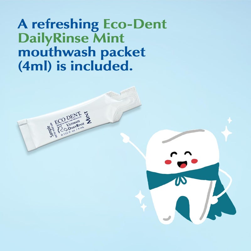 Eco-Dent DailyCare Baking Soda Toothpowder, Original Mint - SLS & Fluoride-Free Toothpaste Powder with Minerals & Essential Oils, Toothpaste Alternative + DailyRinse Single-Use Pack - Image 3