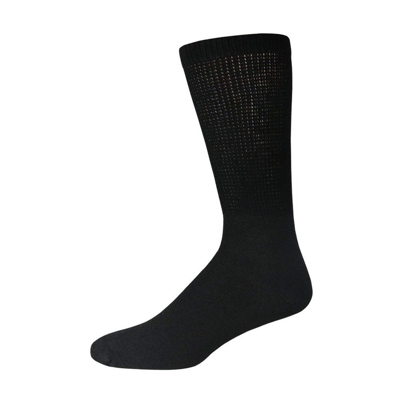 Brooklyn Socks - 6 Pairs of Cotton Diabetic Non-Binding Neuropathy Crew Socks (Black, Size 10-13) - Image 4