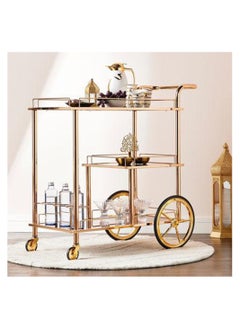 A luxurious serving cart table that adds a modern touch to your home décor, gold/transparent