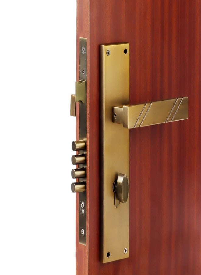 Crust LB - 10001 Premium 10 Inch Cylindrical Plate Mortise Door Lock Handle Set/Mortise Lock with Brass Lock Body and One Side Key 60mm Brass Cylinder Set with 3 Keys/Antique Brass - Image 5