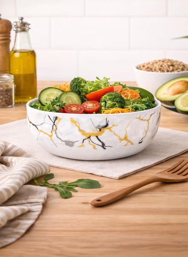 AURKA 4.5 Inch Melamine Soup Bowls Set of 6 (350 ml) | White/Gold/Black | Serving Bowls for Soup, Salad, Noodles, Pasta, Oatmeal | Durable & Stylish Dinnerware for Daily & Special Use - Image 4