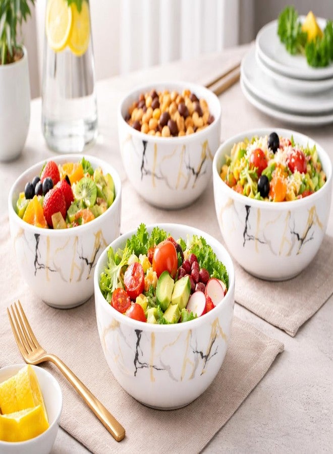AURKA 4.5 Inch Melamine Soup Bowls Set of 6 (350 ml) | White/Gold/Black | Serving Bowls for Soup, Salad, Noodles, Pasta, Oatmeal | Durable & Stylish Dinnerware for Daily & Special Use - Image 3