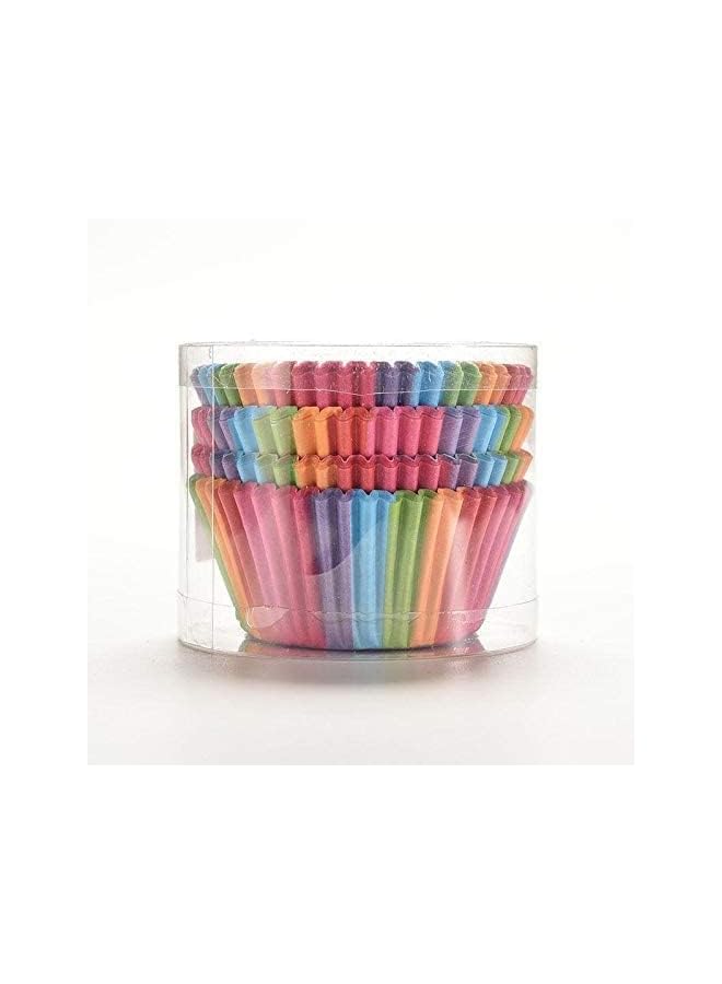 S-TOP 100Pcs/set Rainbow Color Cupcake Baking Paper Cases Cake Box - Image 2
