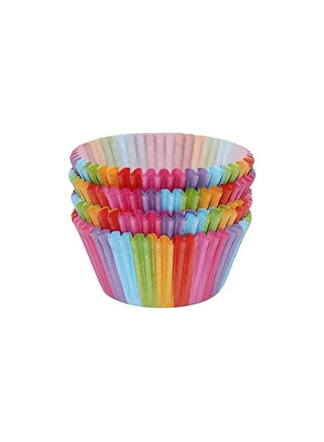 S-TOP 100Pcs/set Rainbow Color Cupcake Baking Paper Cases Cake Box - Image 3