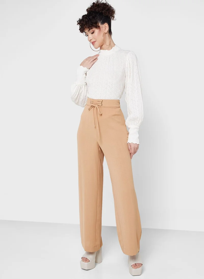 BCBGeneration High Neck Ruched Sleeve Top