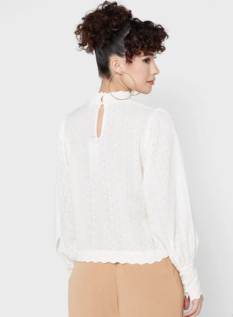 BCBGeneration High Neck Ruched Sleeve Top