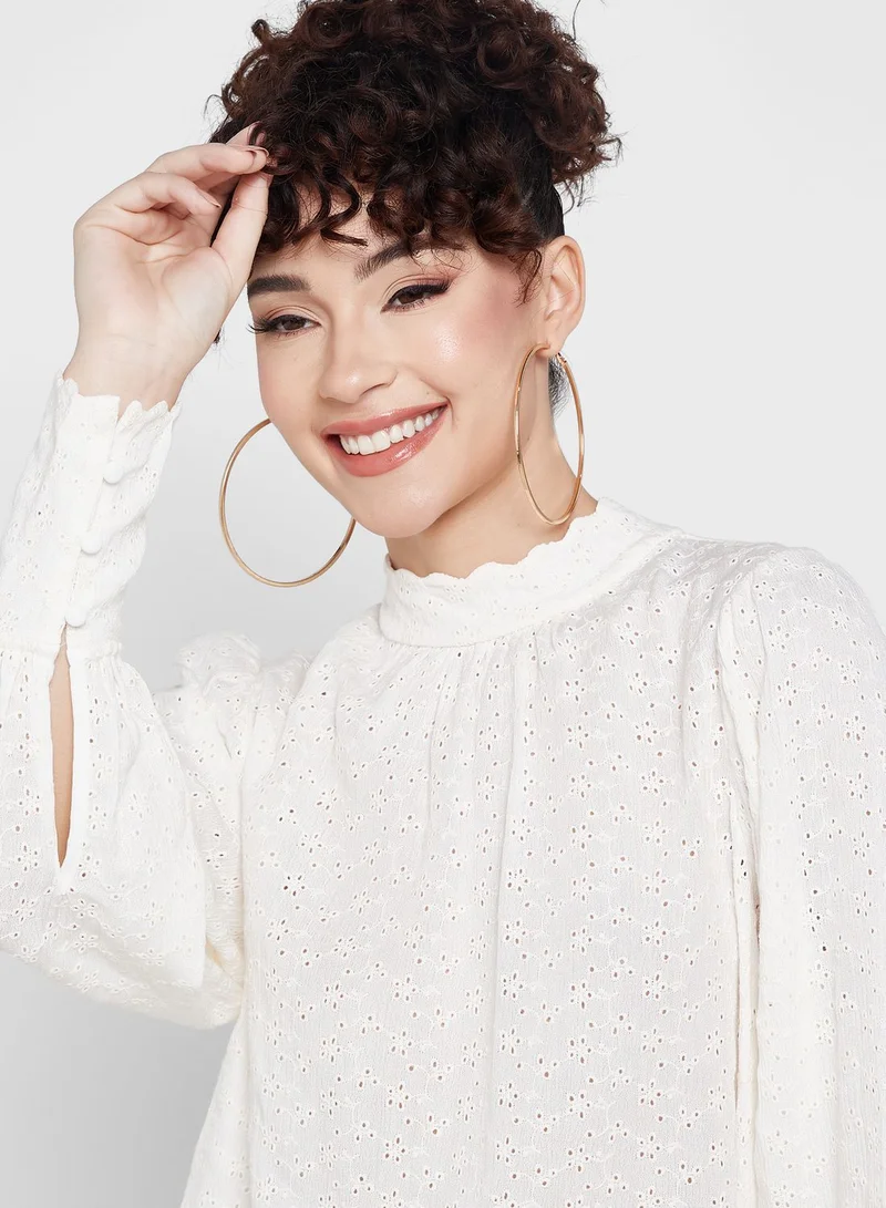 BCBGeneration High Neck Ruched Sleeve Top