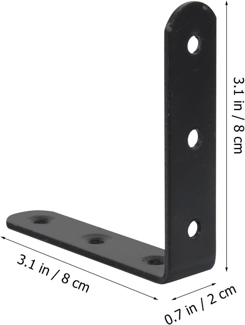Mikinona 10pcs Black L Brackets Metal Corner Braces 2mm Thick 90-Degree Angle Shelf Supports Heavy Duty 220lb Load for Wood Cabinets and Industrial Shelving - Image 2
