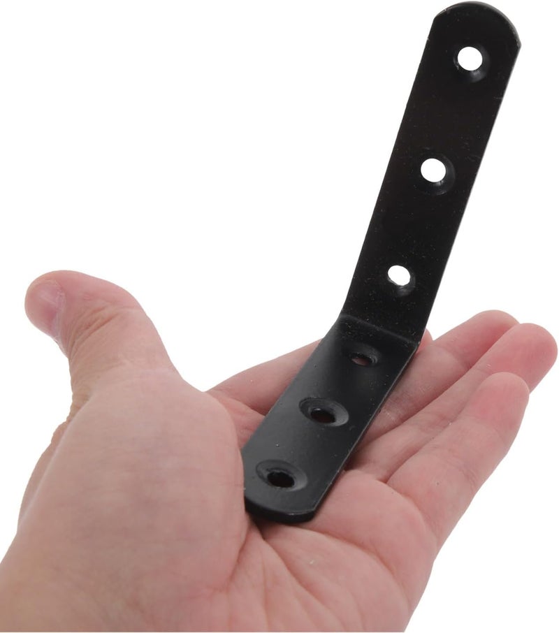 Mikinona 10pcs Black L Brackets Metal Corner Braces 2mm Thick 90-Degree Angle Shelf Supports Heavy Duty 220lb Load for Wood Cabinets and Industrial Shelving - Image 4
